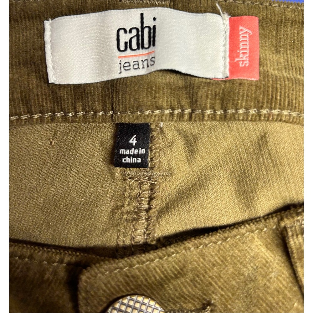 Cabi Skinny Corduroy Pants Womens Size 4 Olive Green Stretch Casual 3567 - Picture 7 of 7
